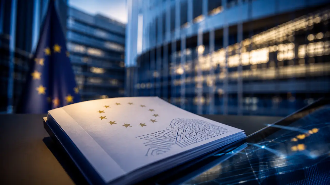 Illustration de presse sur la régulation de l'intelligence artificielle en Europe