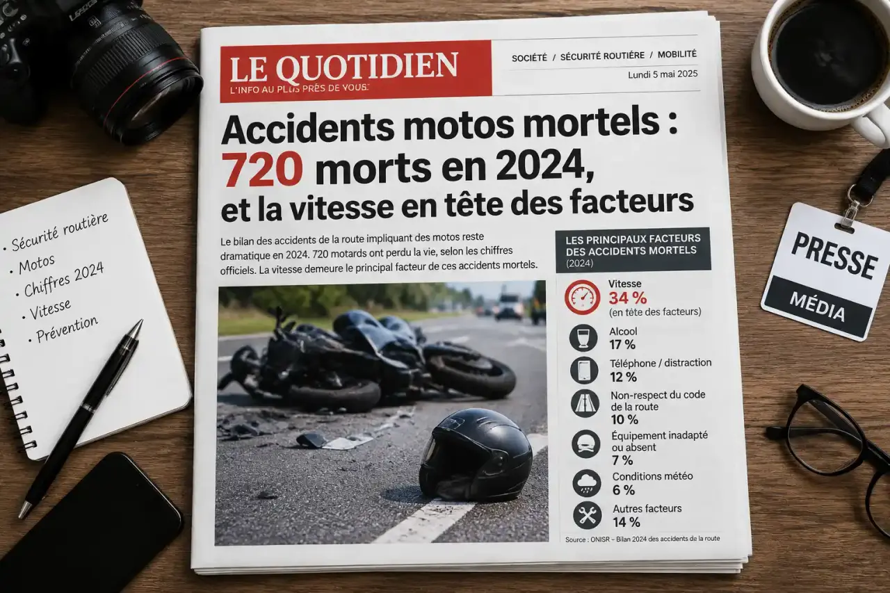 Accidents motos mortels : 720 morts en 2024, et la vitesse en tête des facteurs