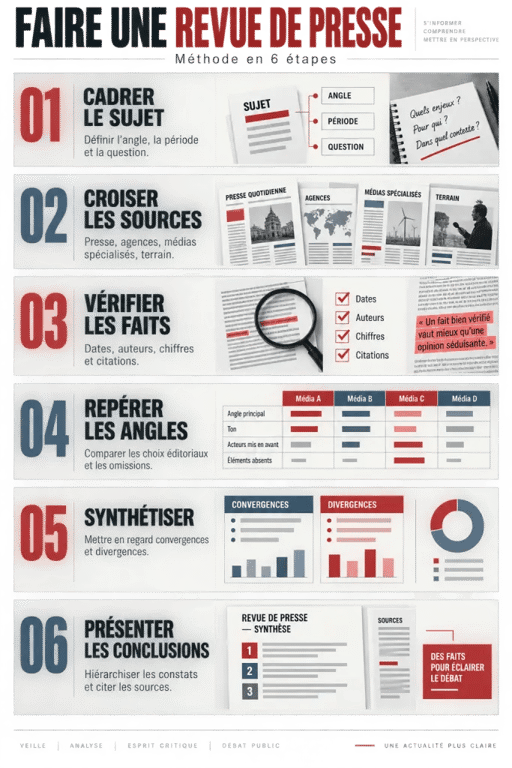 Comment faire une revue de presse en six étapes, de la sélection des sources à la synthèse